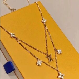 Louis Vuitton Gold Floral Pendant Necklace